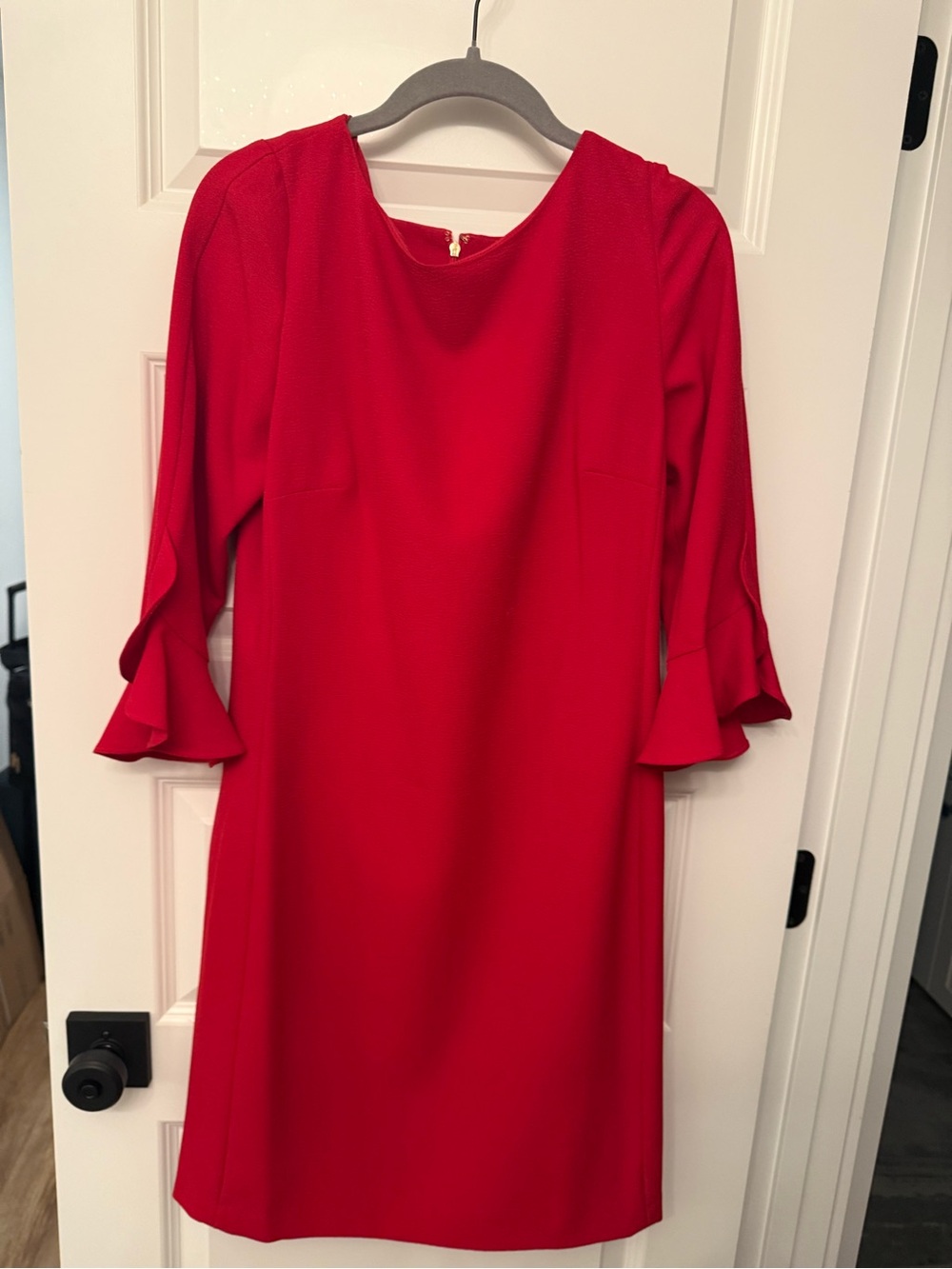 Karl Lagerfeld Red Ruffle-Cuff Shift Dress